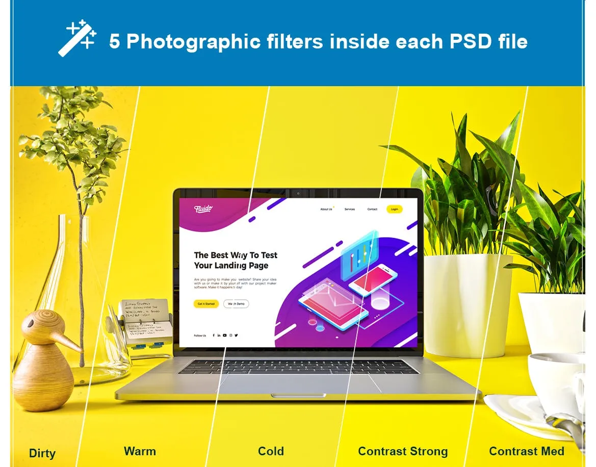 时尚高端渐变绚丽色彩的MacBook Pro UI样机展示模型mockups插图(6)