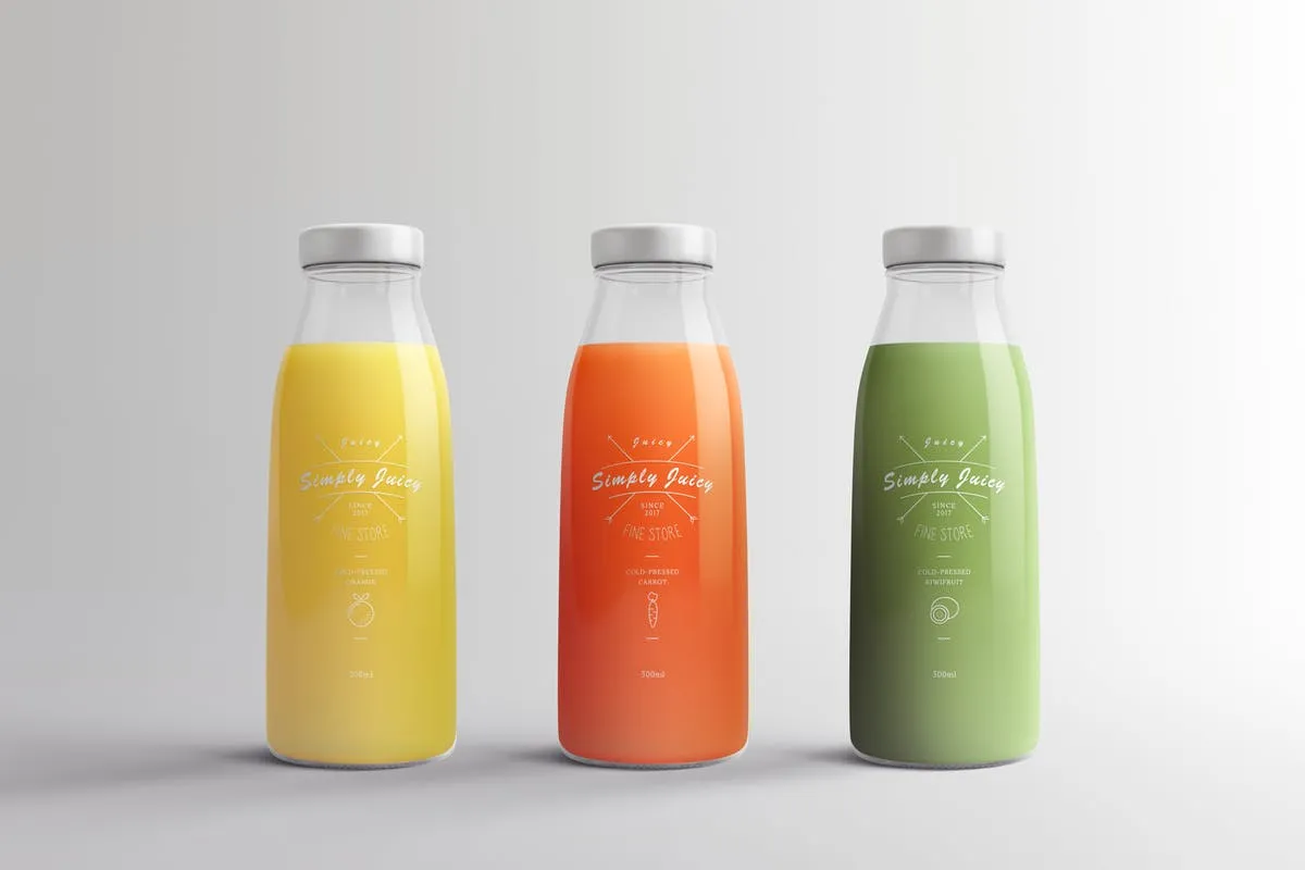 果汁瓶包装设计展示样机 Juice Bottle Packaging Mock-Ups Vol.1