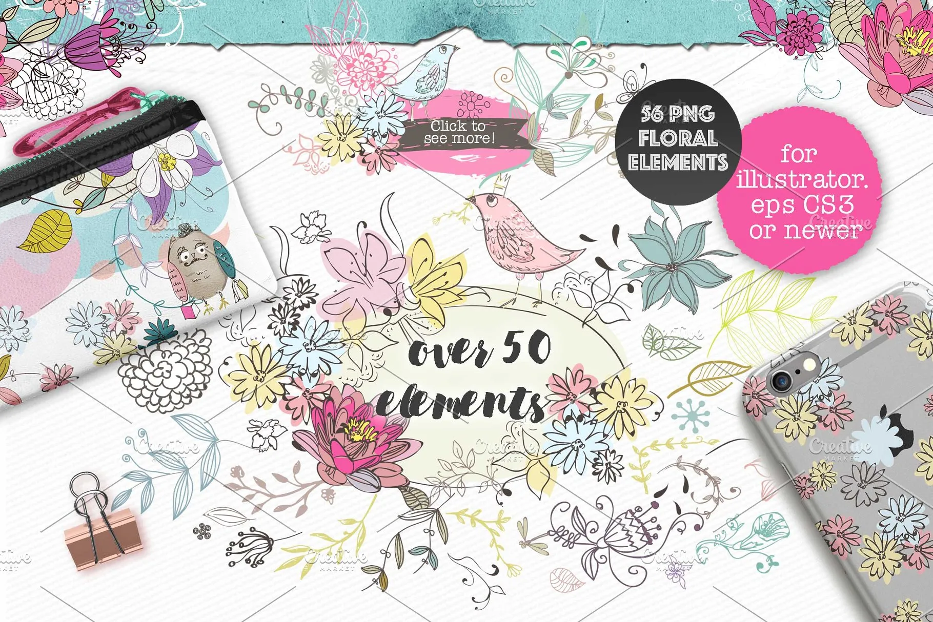 极力推荐：超级矢量花卉素材库 VECTOR LAB "FLORAl&VINTAGE"插图(11)