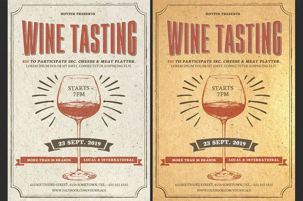 红酒/葡萄酒新酒品酒传单模板  Wine Tasting Flyer Template