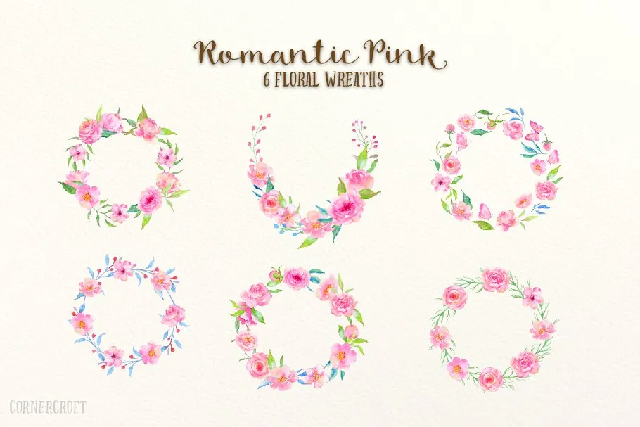 浪漫粉色水彩设计套装 Design Kit Romantic Pink Watercolor插图(4)