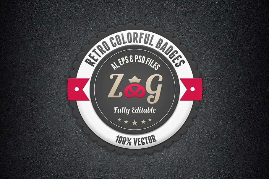 复古多彩徽章设计模板 Retro Colorful Badges