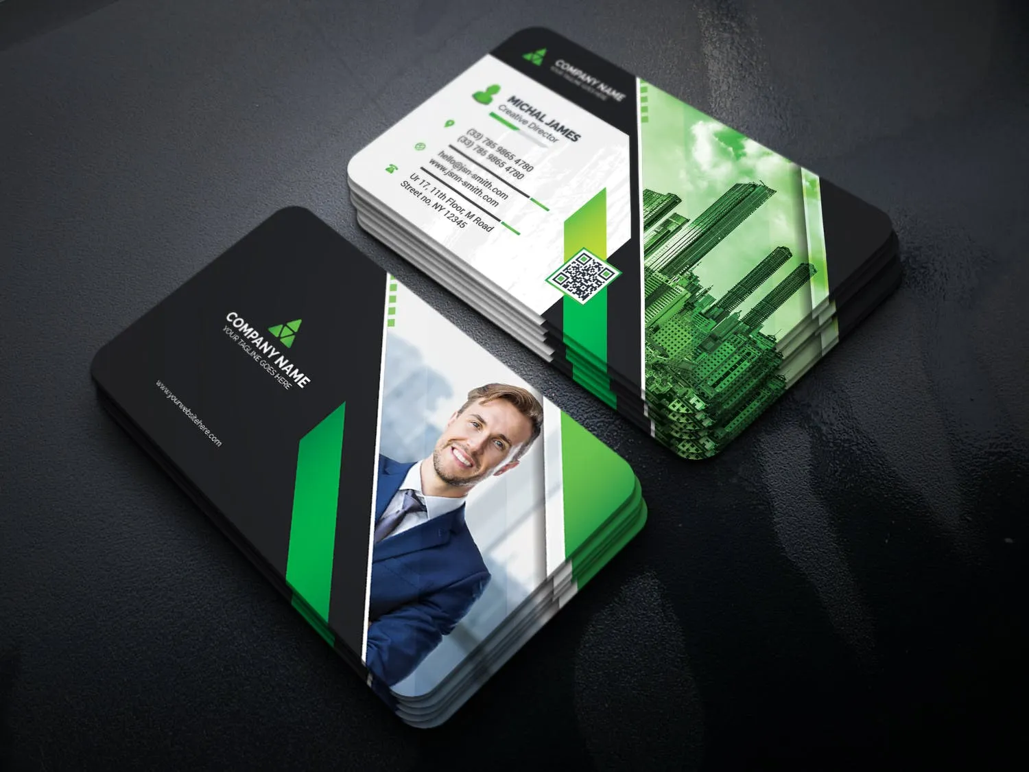 个性大头照圆角名片排版设计模板 Business Card插图(2)