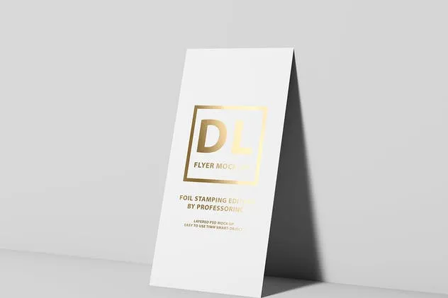 对折页烫金传单样机 DL Flyer Mock-Up / Foil Stamping Edition插图(7)