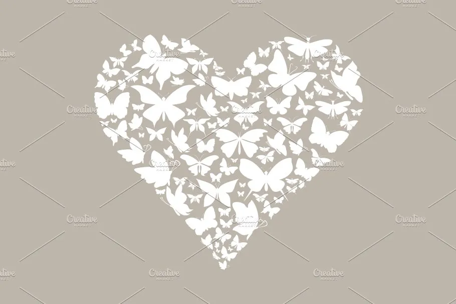 各种主题图标拼凑心形插画 Collection of hearts插图(3)