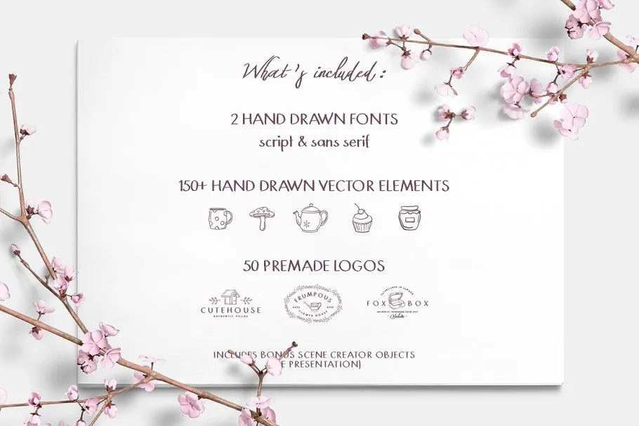 手绘字体+元素+Logo模板设计工具包 Storyland Font & Toolkit插图(1)