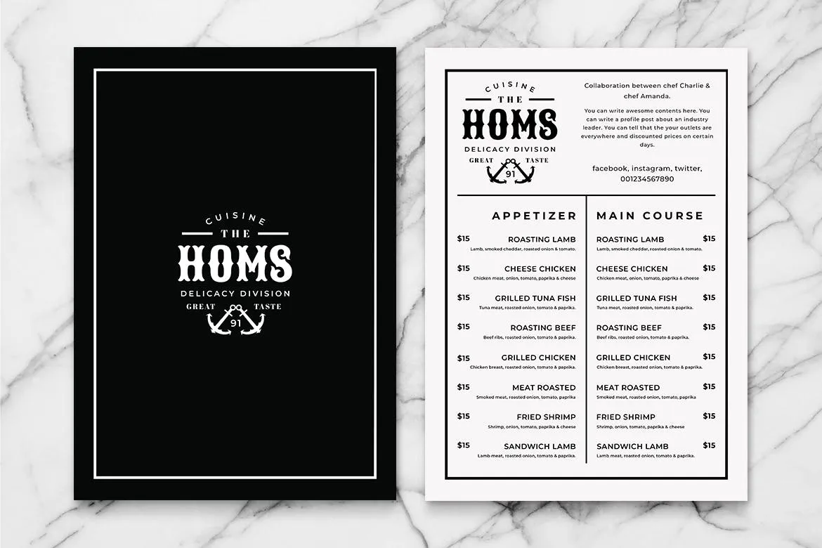 简约风西式餐厅素材库精选菜单模板v07 SGM – Food Menu .07插图(1)