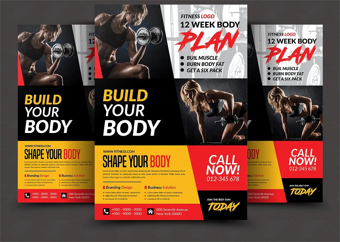 创意健身俱乐部宣传单海报设计模板 Fitness Flyer