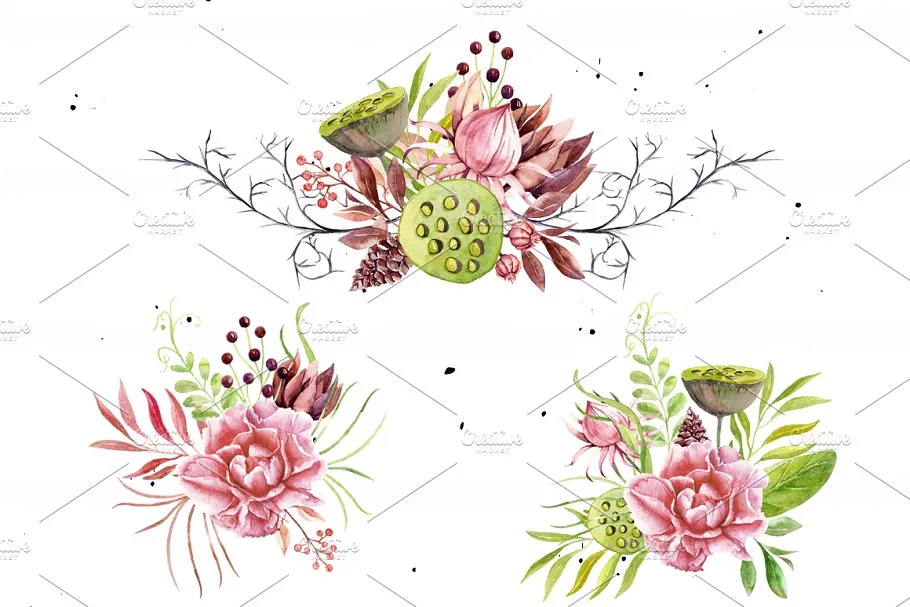 神秘秋天水彩剪贴画合集 Watercolor Mysterious Autumn插图(6)