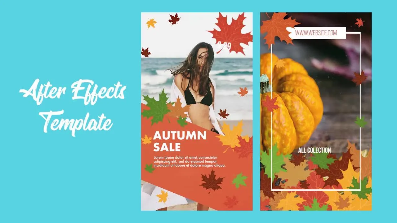 10组不同秋季INS视频场景特效像素设计精选AE模板
