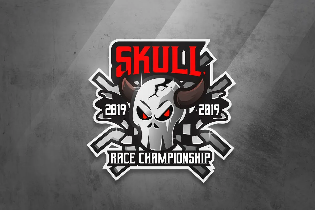邪恶骷髅头电子竞技战队队徽Logo模板 Skull Race#8211; Mascotamp; Esport Logo