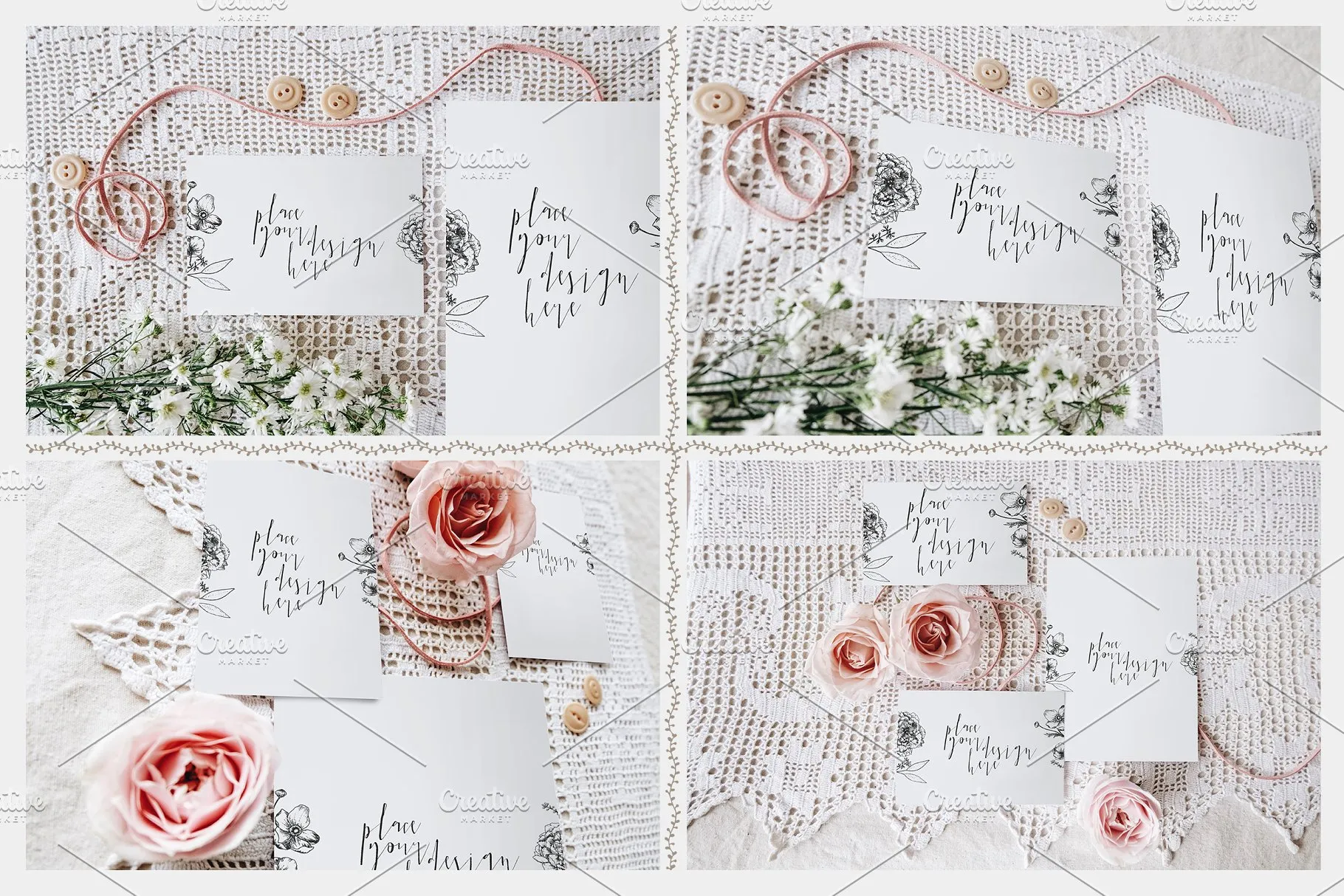 特色文艺范邀请卡样机 Sweet & Rustic Invitation Mockup插图(4)