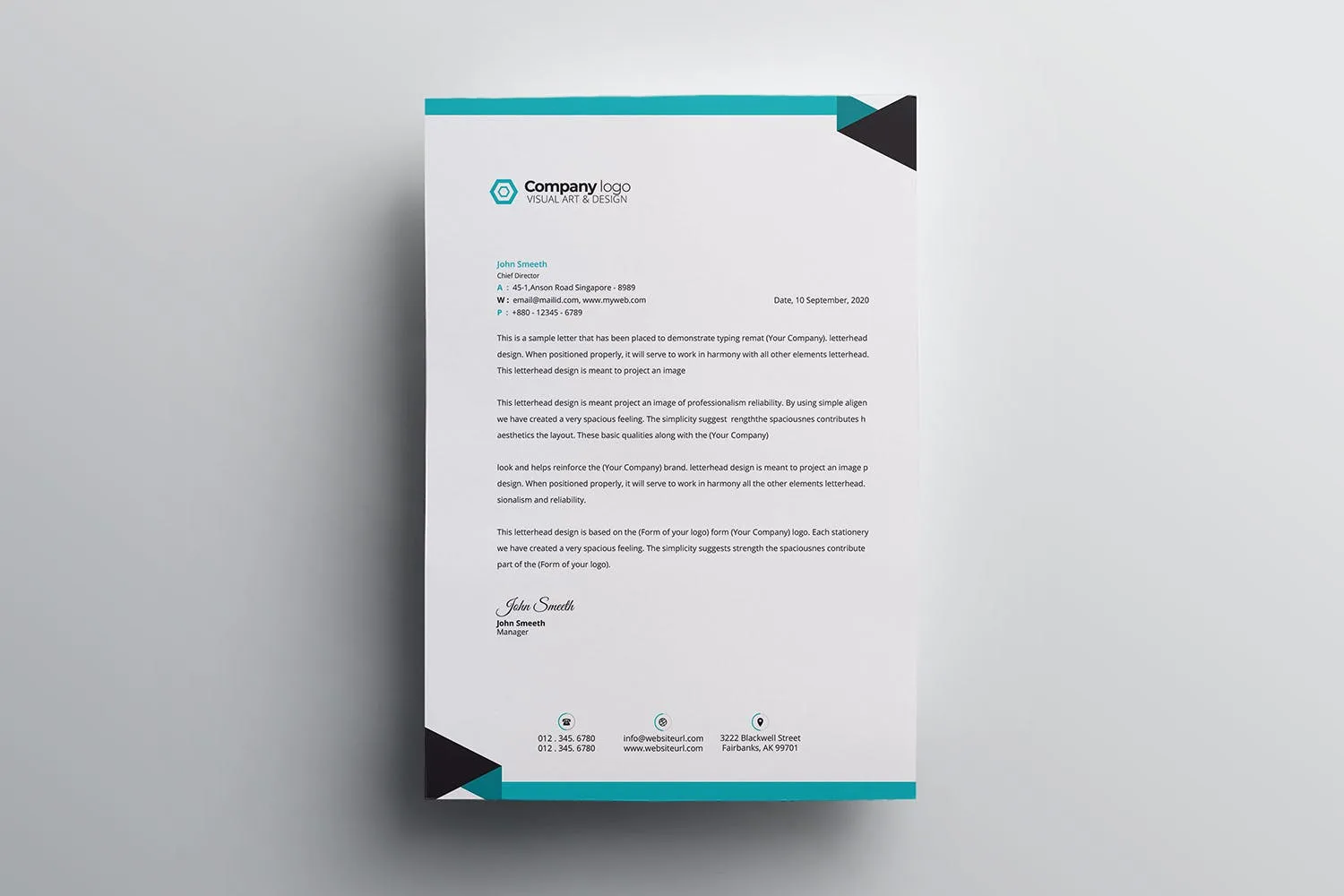 极简风格企业信纸信笺设计模板 Letterhead插图(4)