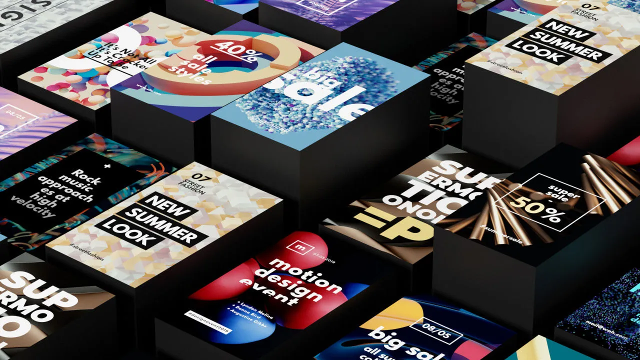 具有3D动画背景的20个故事像素设计精选AE模板