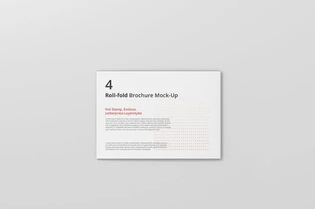 高分辨率折叠传单宣传册样机模板 Roll Fold Brochure Mockup Landscape Din A4 A5 A6插图(6)