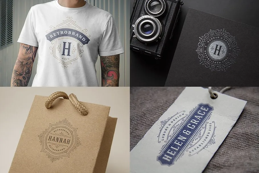 250个复古装饰风格Logo模板 250 ornaments logos & monograms插图(5)