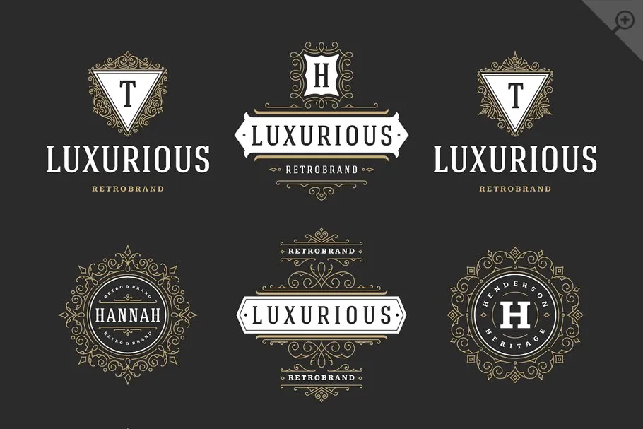 250个复古装饰风格Logo模板 250 ornaments logos & monograms插图(6)