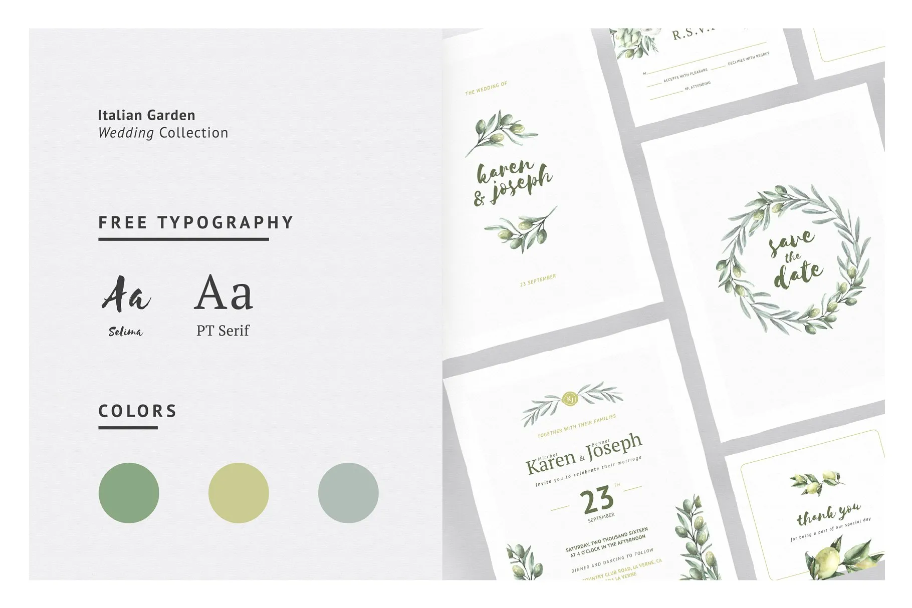 意大利花园浪漫婚礼物料设计模板 Italian Garden Wedding Collection插图(1)