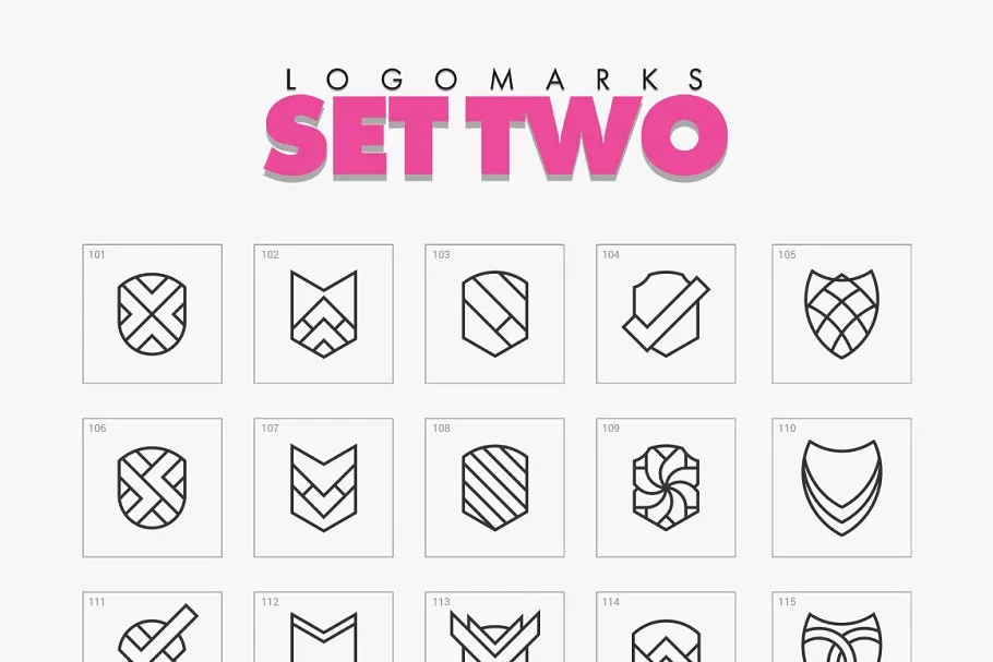 700个精简几何图案Logo模板  Minimal Geometric Logo Marks Bundle插图(4)
