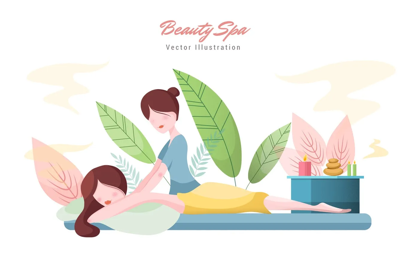 美容SPA主题矢量插画像素设计精选设计素材v5 Beauty Spa Vector Illustration