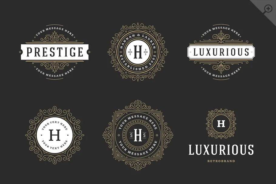 250款字母饰品组合装饰Logo模板 250 ornaments logos & monograms插图(12)