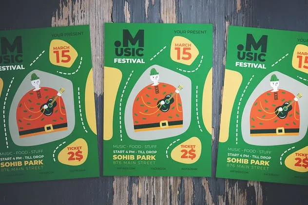 音乐节活动海报设计PSD&AI模板 Music Festival Flyer插图(3)