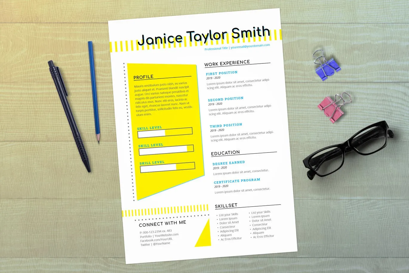 复古设计风格InDesign简历模板 InDesign Resume Template (Retro)插图