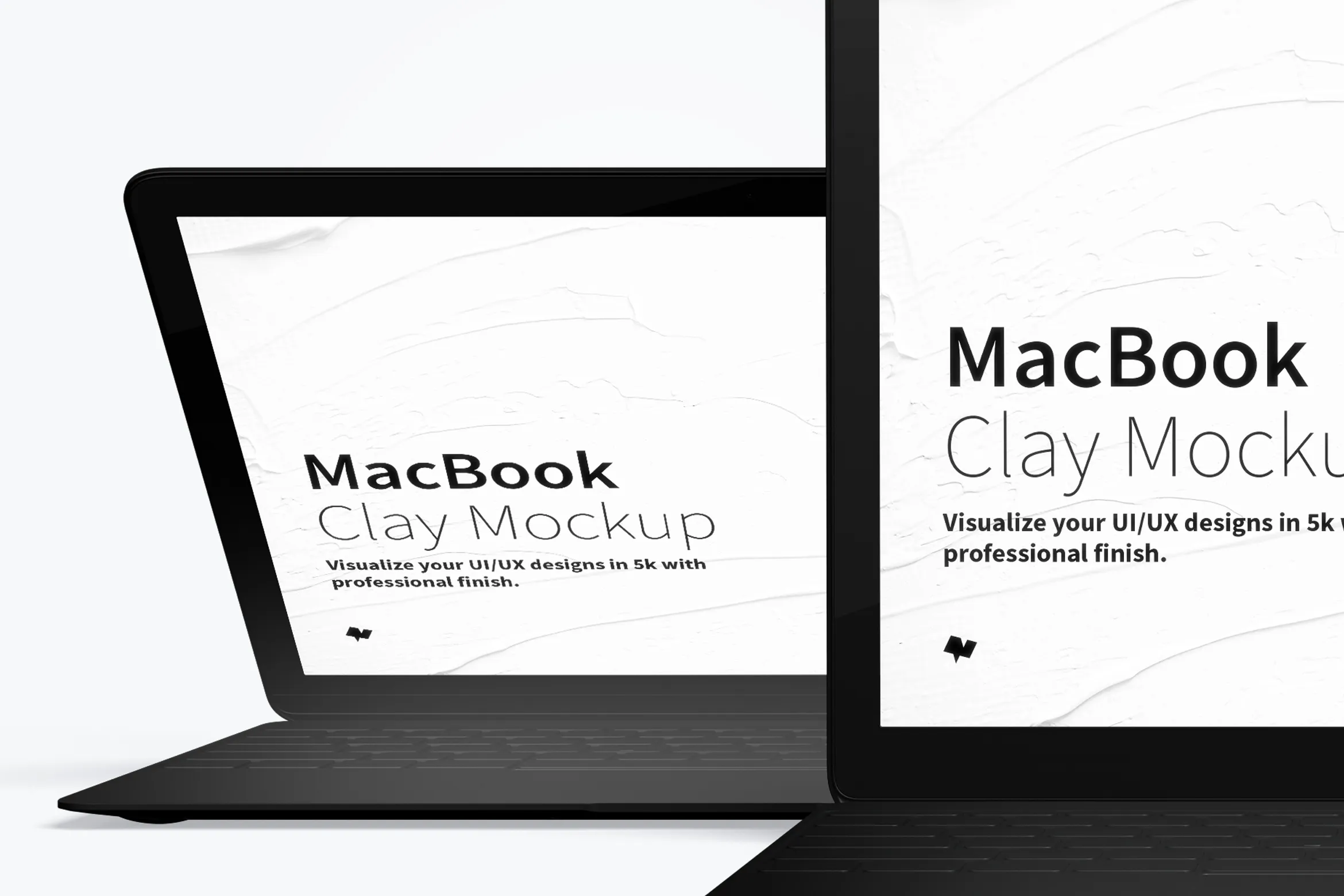 MacBook笔记本电脑多屏幕预览前视图样机03 Clay MacBook Mockup, Front View 03插图(1)