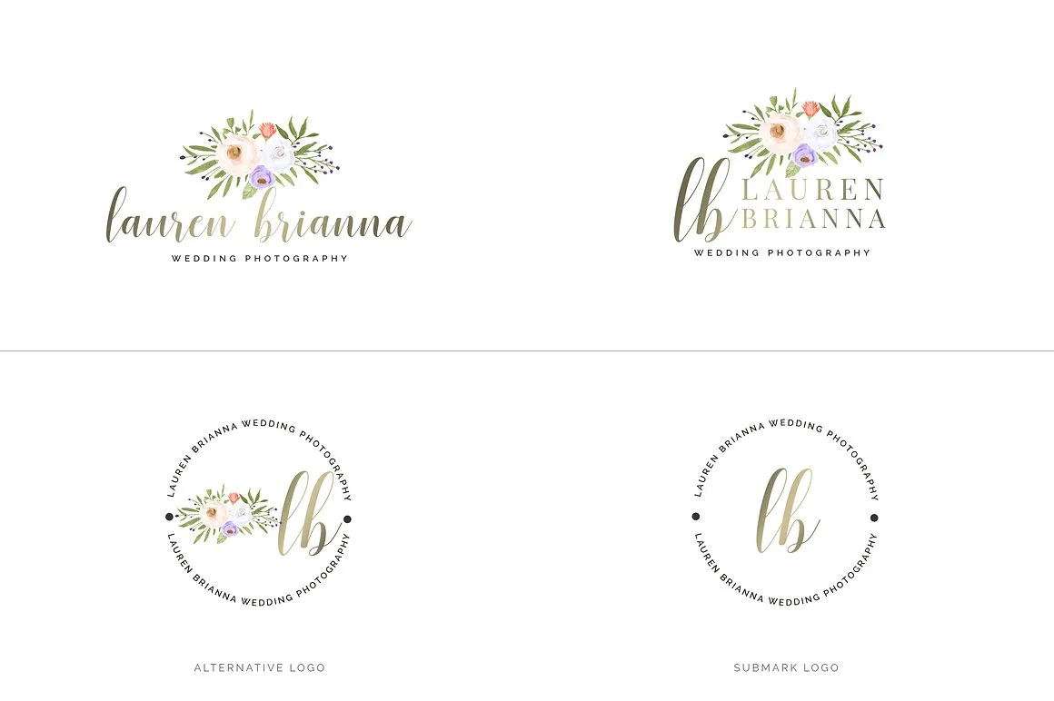 超级水彩风 Logo 设计素材包 Watercolor Premade Branding Logo Kit [模板、纹理&元素]插图(5)