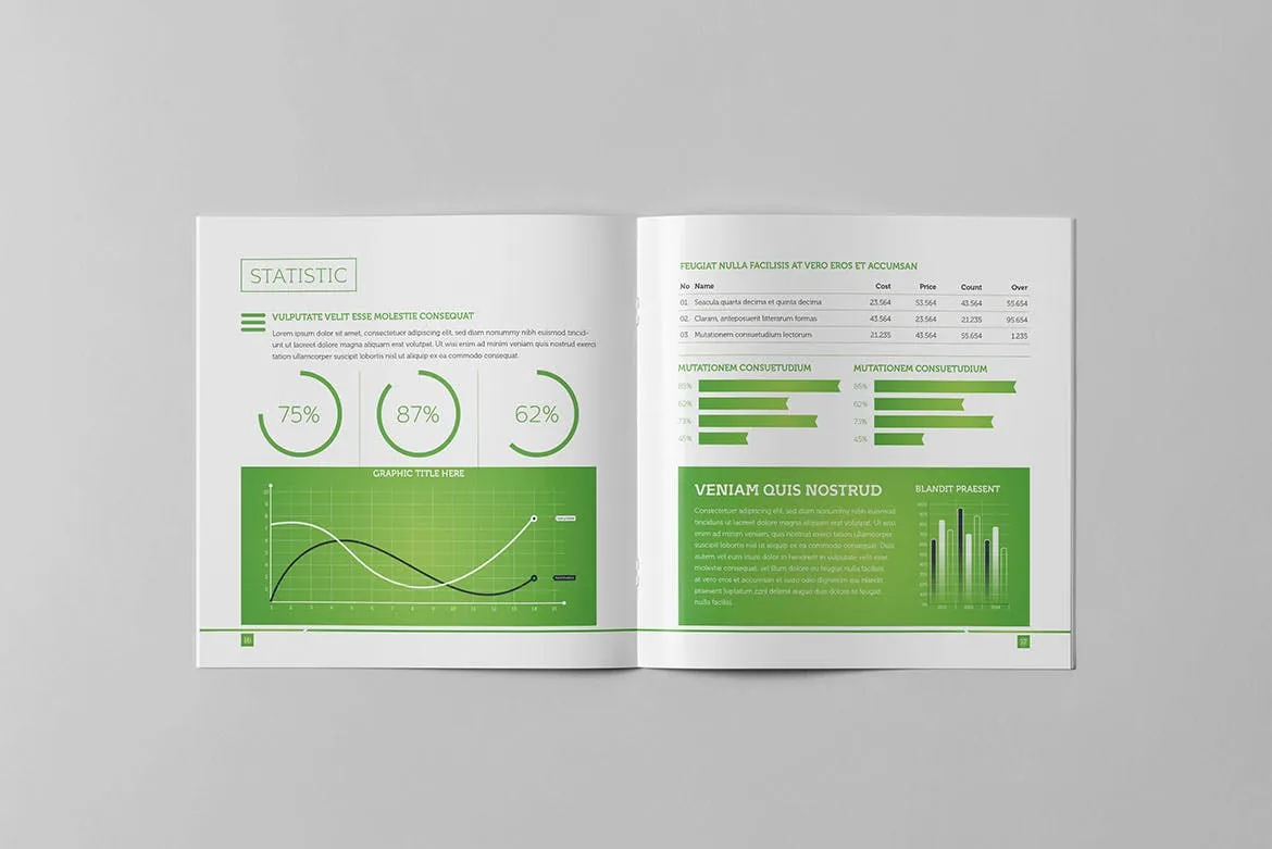 企业宣传精装画册版式设计INDD模板下载 Light Business Square Brochure插图(10)