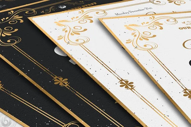 高级餐厅豪华金边框新年聚餐菜单PSD模板V1 New Year Menu Template V1插图(7)