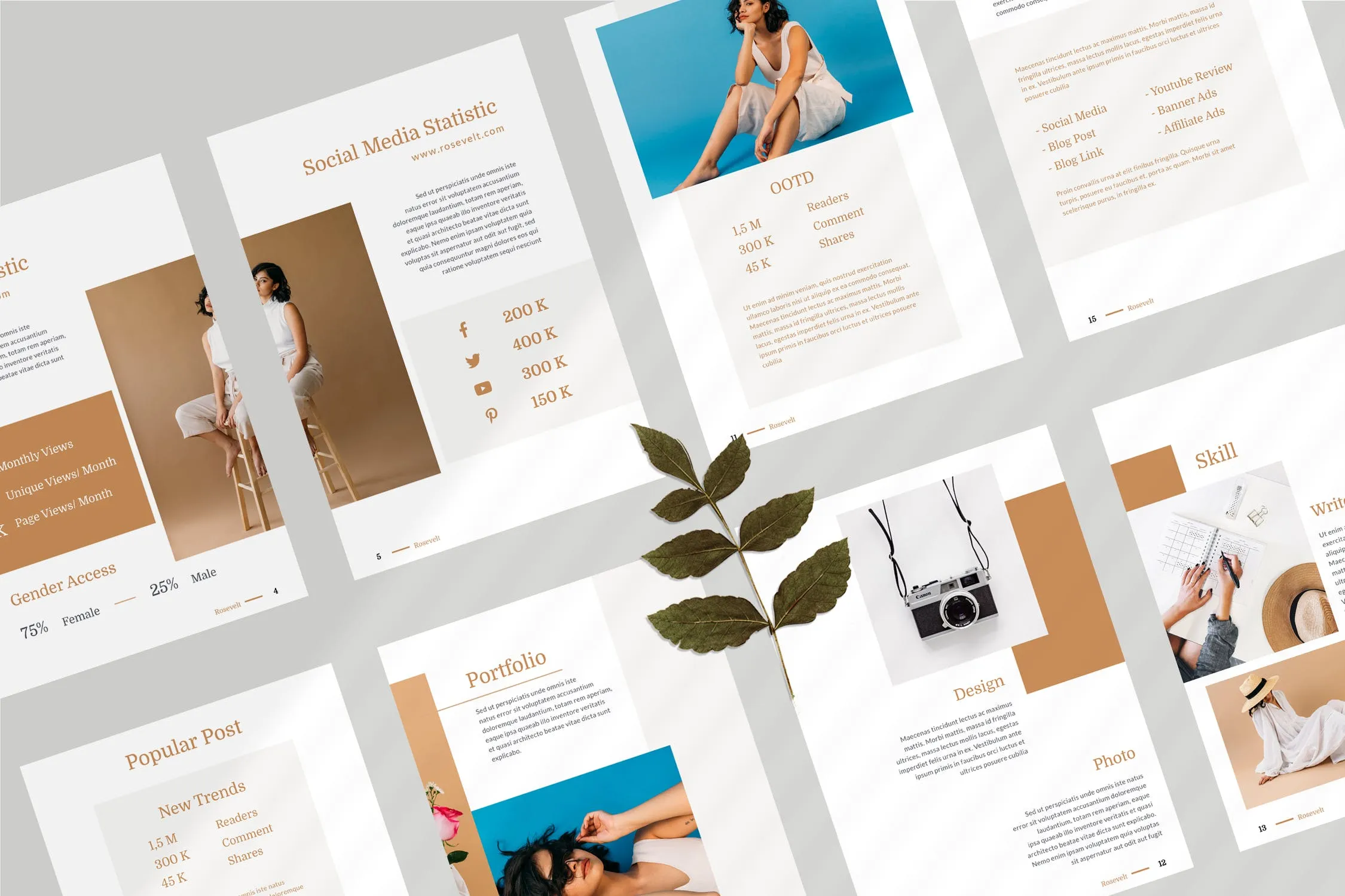 品牌形象塑造媒体宣传画册设计模板 Rosevelt – Media / Press Kit  Template插图(2)