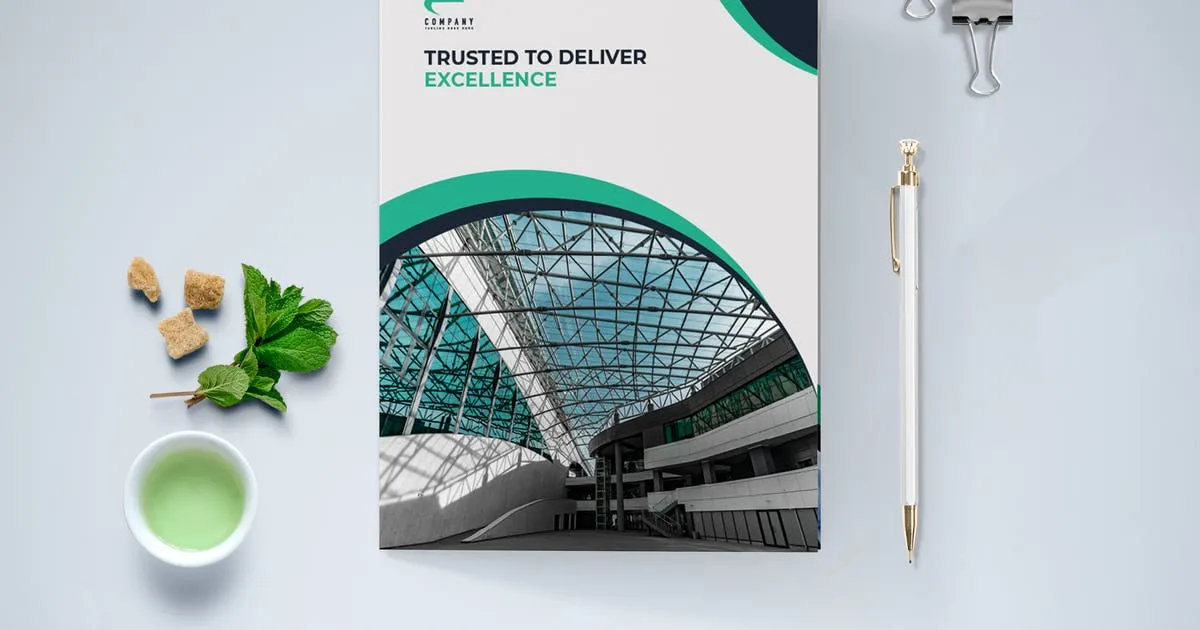 创意现代企业介绍双折页尺寸设计手册模板