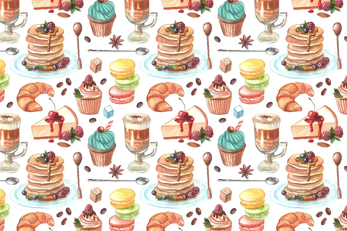 高质量的手绘水彩画咖啡&甜品图集下载[psd,png,jpg]插图(3)