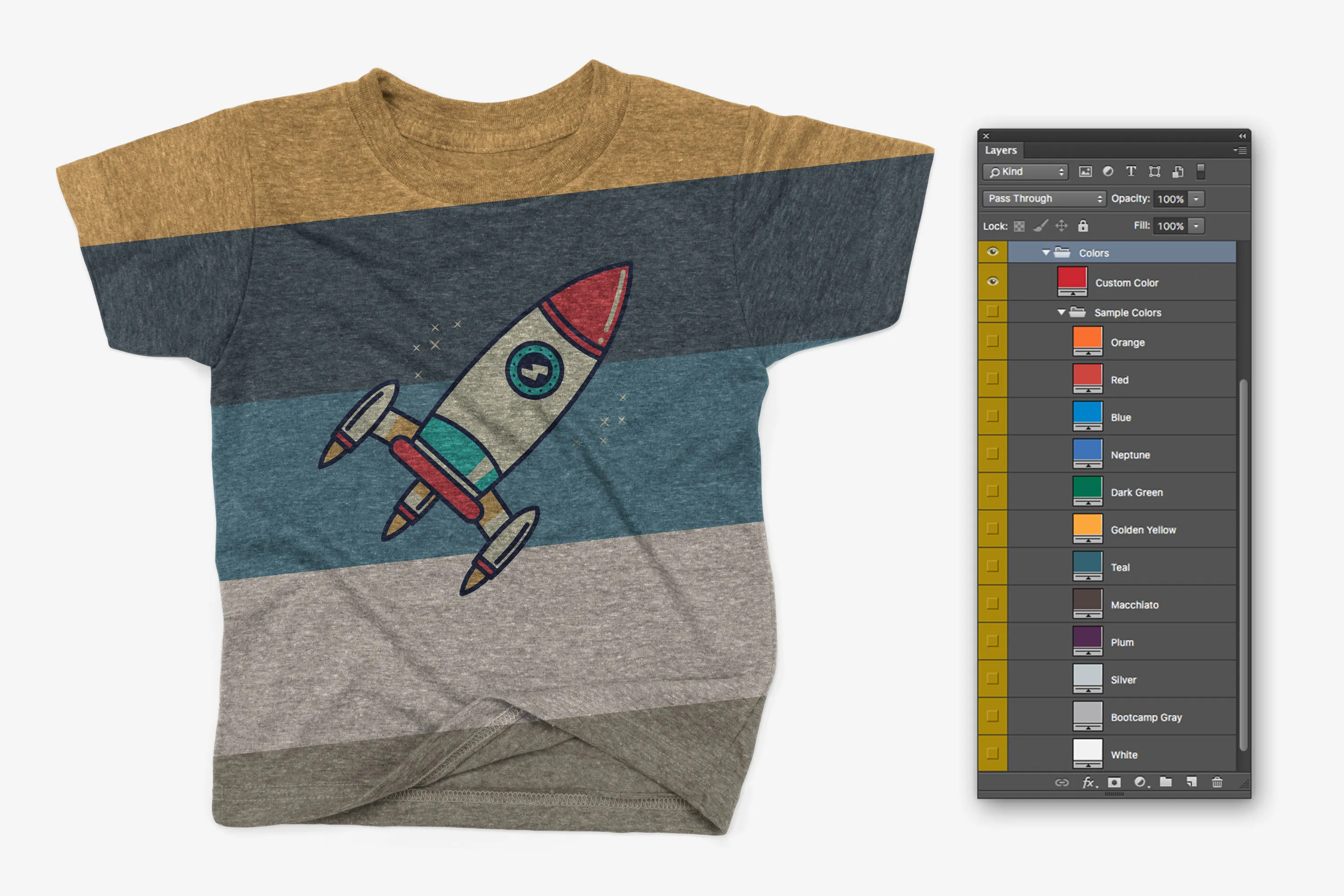 儿童T恤服装印花设计样机模板 Kids Triblend T-shirt Mockup Pack插图(5)