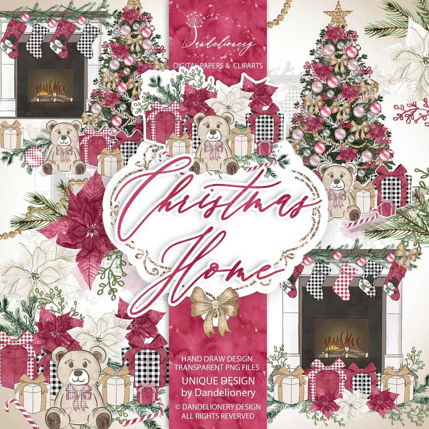 圣诞节客厅装饰剪贴画PNG素材 Christmas Home design插图(3)