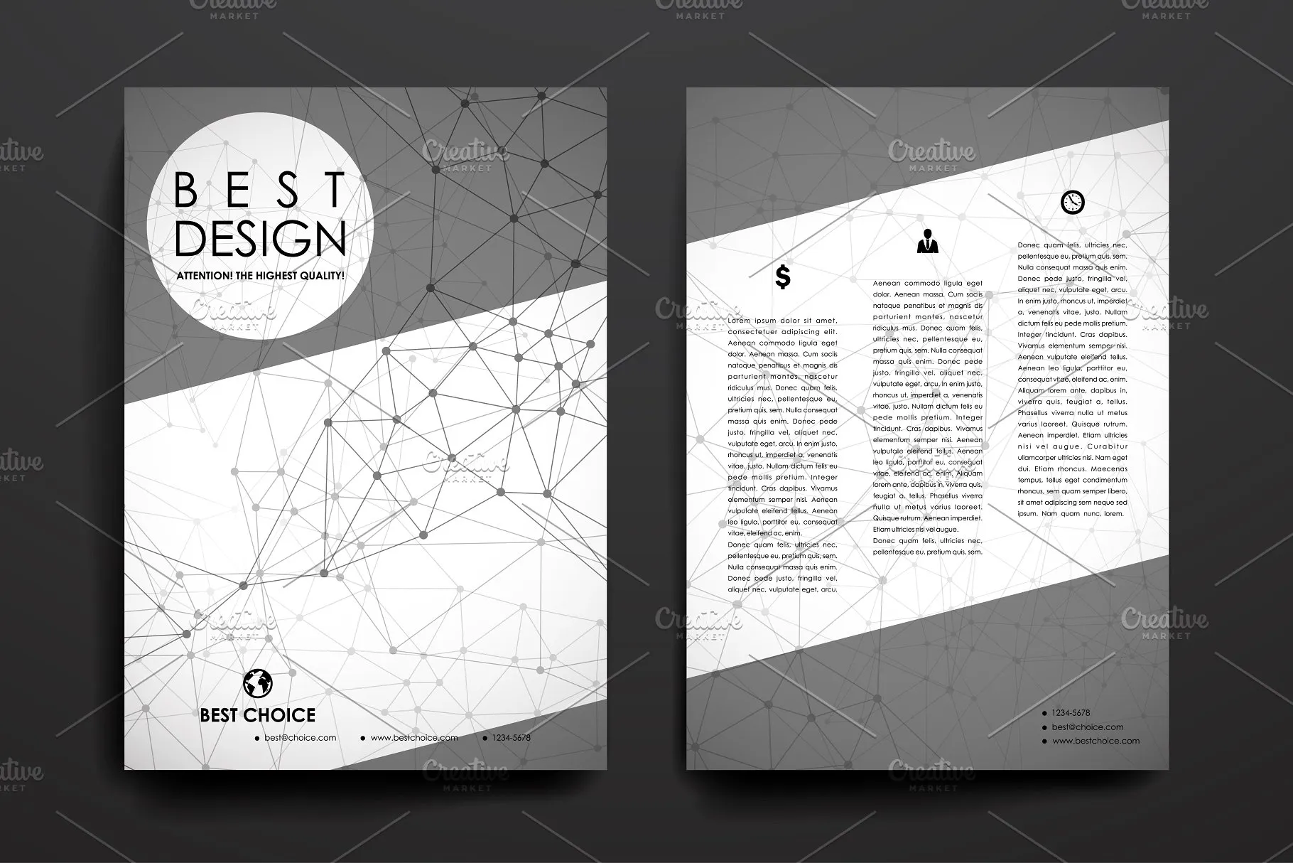 分子结构几何图形小册子画册模板 Brochures. Molecular structure style插图(1)