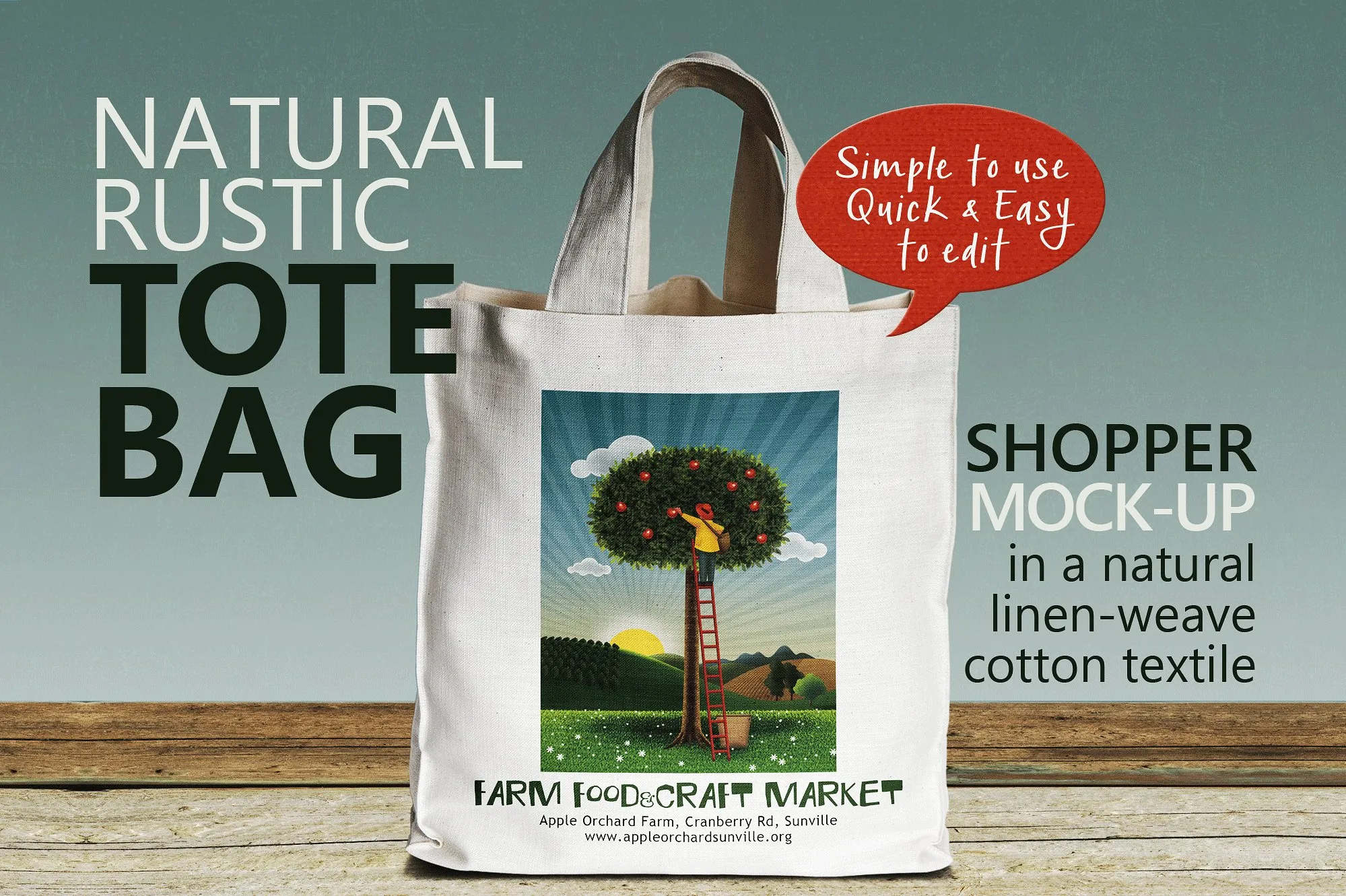 带把手的方形风格环保手提袋设计展示模型Mockups