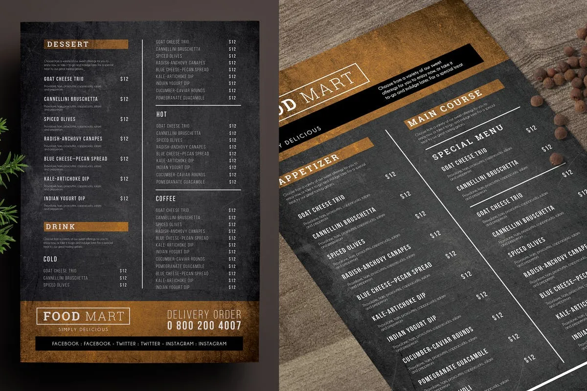 简单复古黑板画设计风格西餐厅菜单设计素材 Simple Chalkboard Menu插图