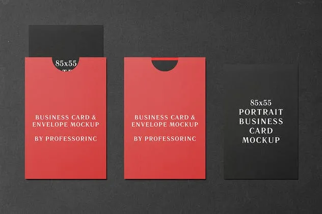 商业品牌卡片/贺卡样机模板 85×55 Portrait Business Card Mockup插图(6)