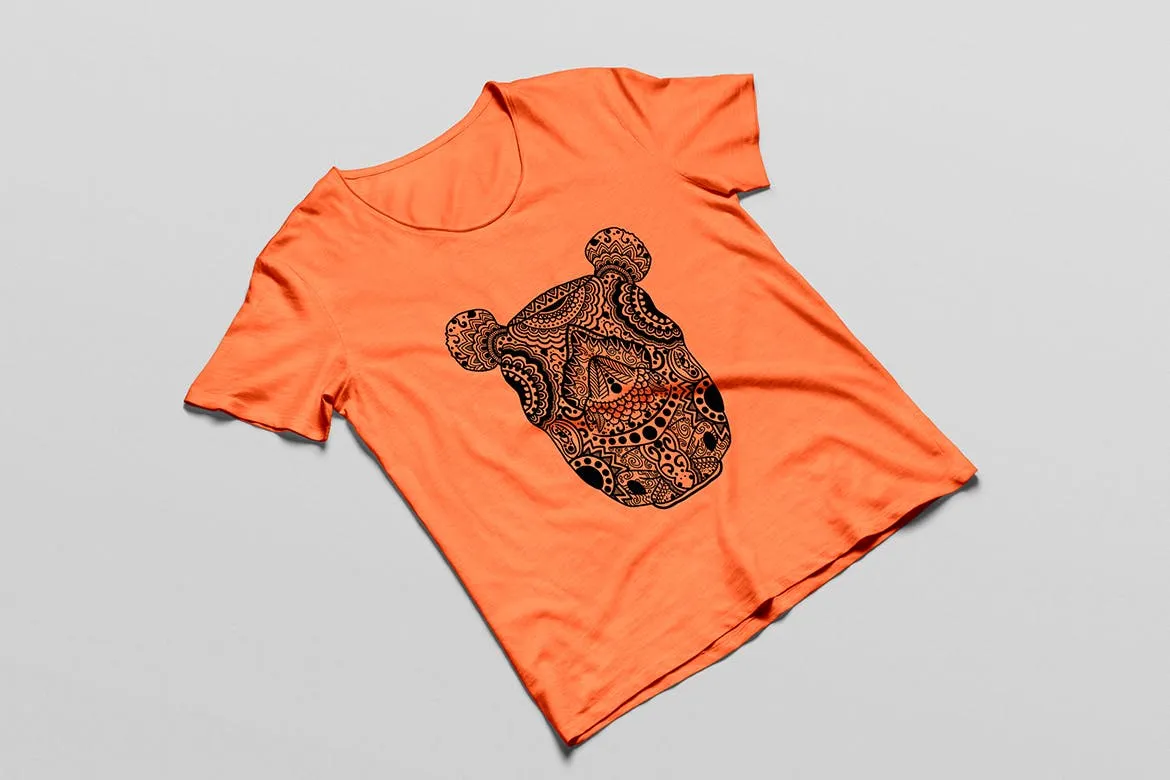 犀牛-曼陀罗花手绘T恤印花图案设计矢量插画素材库精选素材 Rhino Mandala T-shirt Design Vector Illustration插图(4)