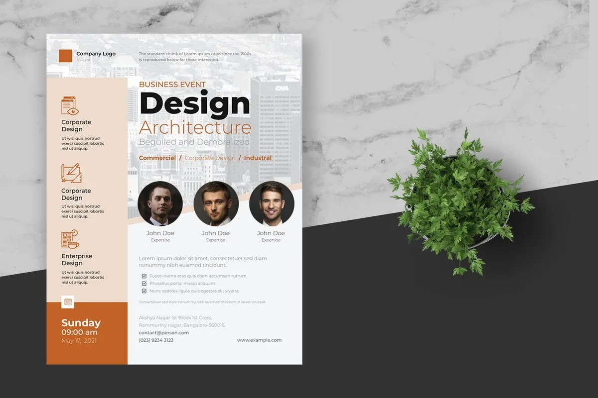 大型企业宣传活动会议海报模板 Cleanamp; Minimal Business Event Flyer Poster