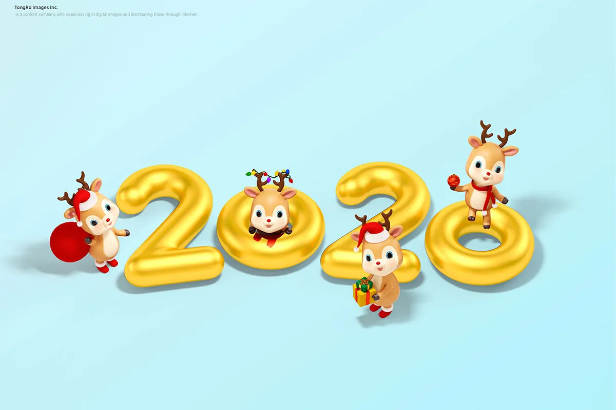 3D字体2020新年/圣诞海报图片psd素材插图