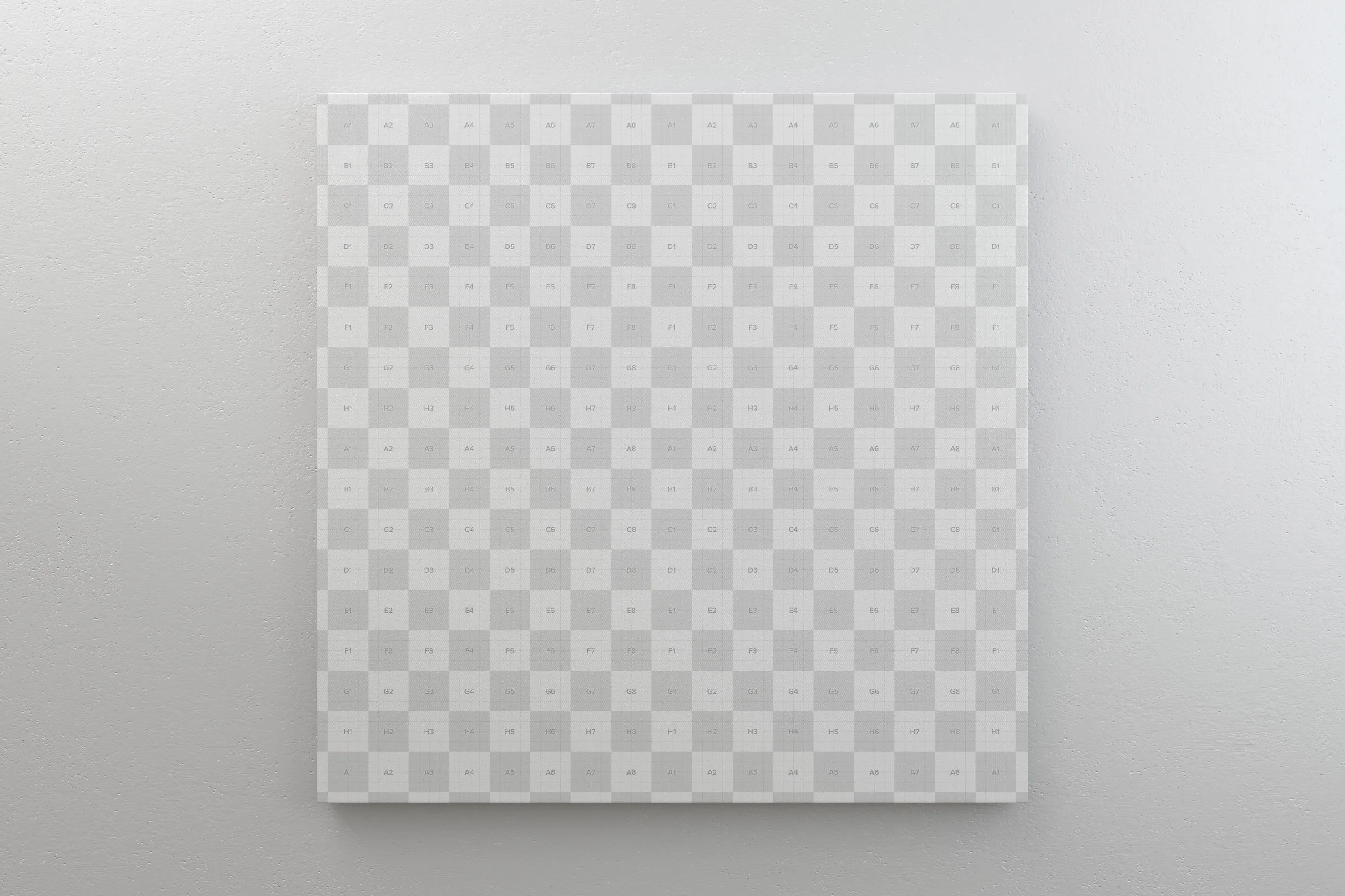 挂墙方形画布画框正视图样机素材 Square Canvas Mockup Hanging on Wall, Front View