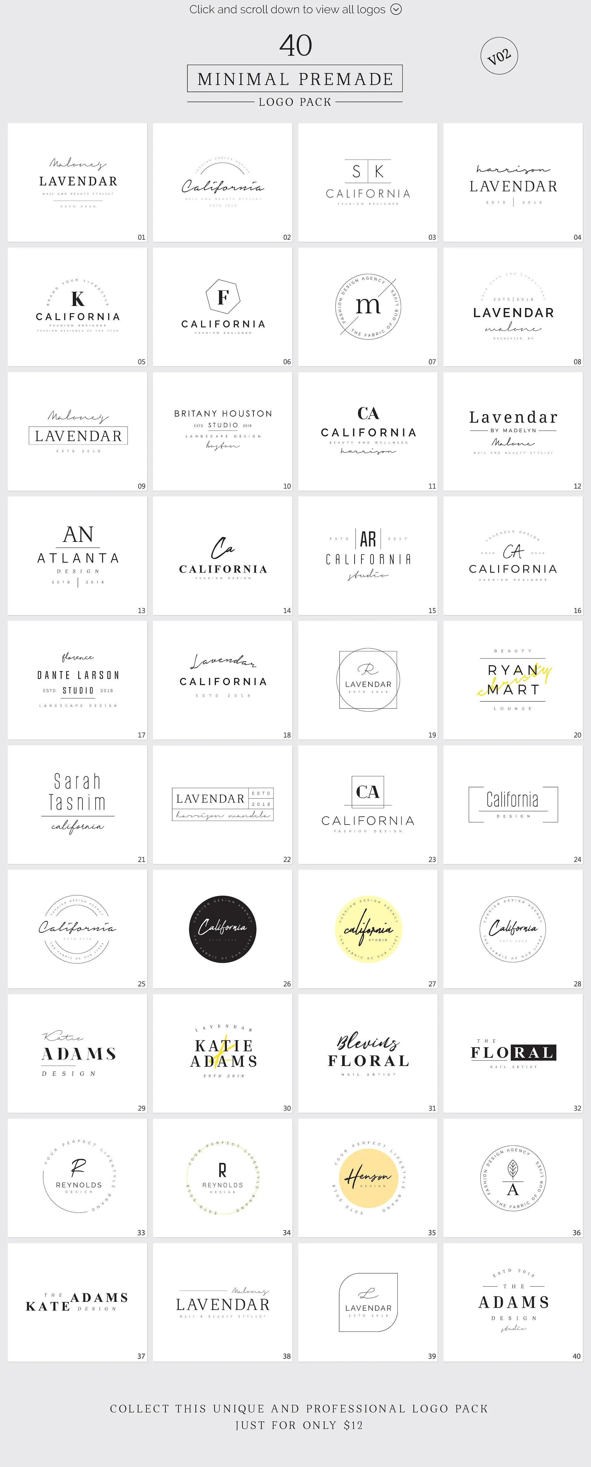 时尚简约的预制标志LOGO模板插图