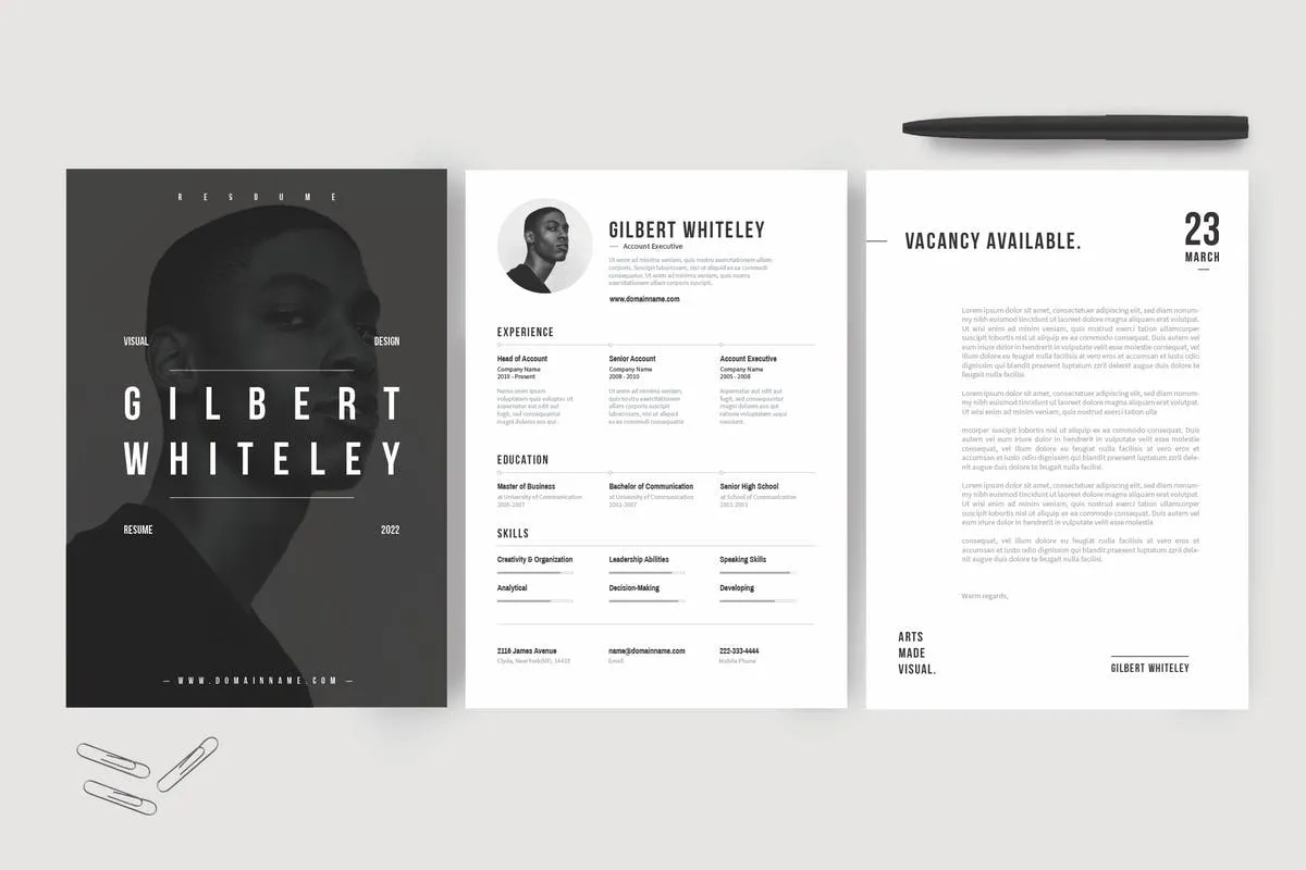 极简创意个人简历设计模板 Creative Resumeamp; CV Template