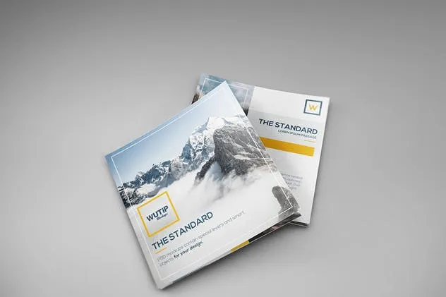 方形三折页宣传册机 Square Trifold Brochure Mockups插图(4)