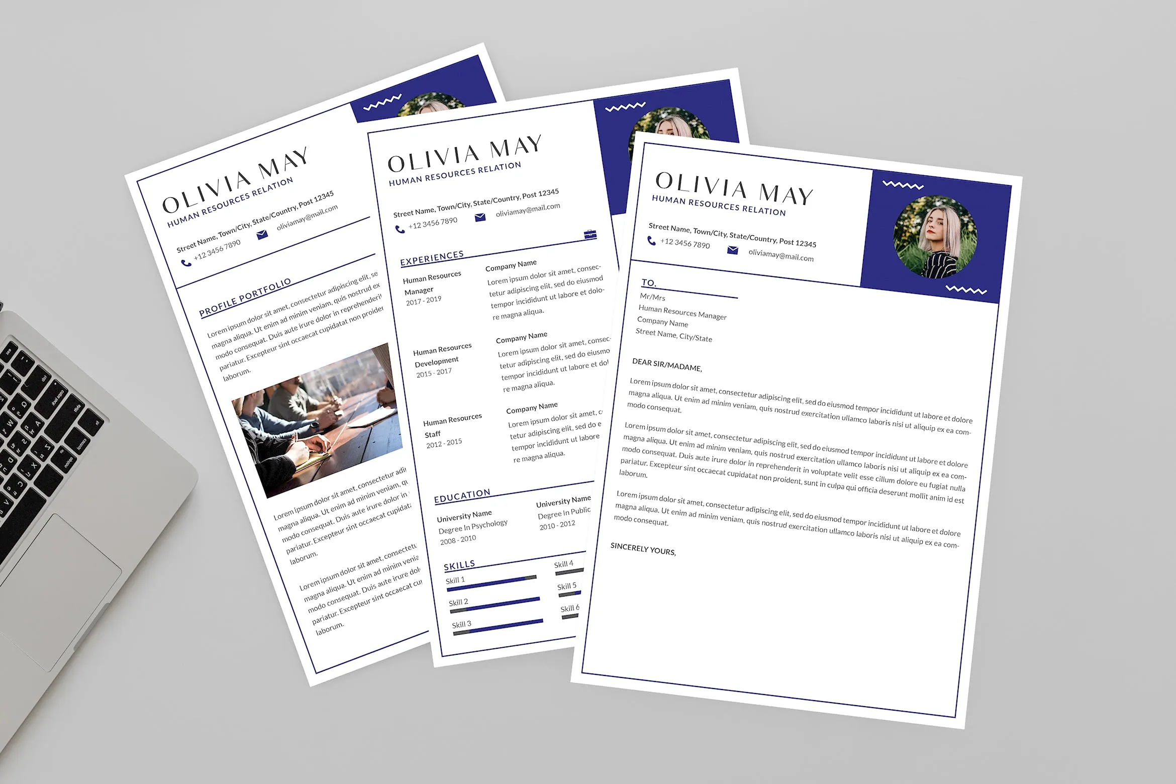 HR人力资源三合一简历设计模板 Human Resources Resume Designer