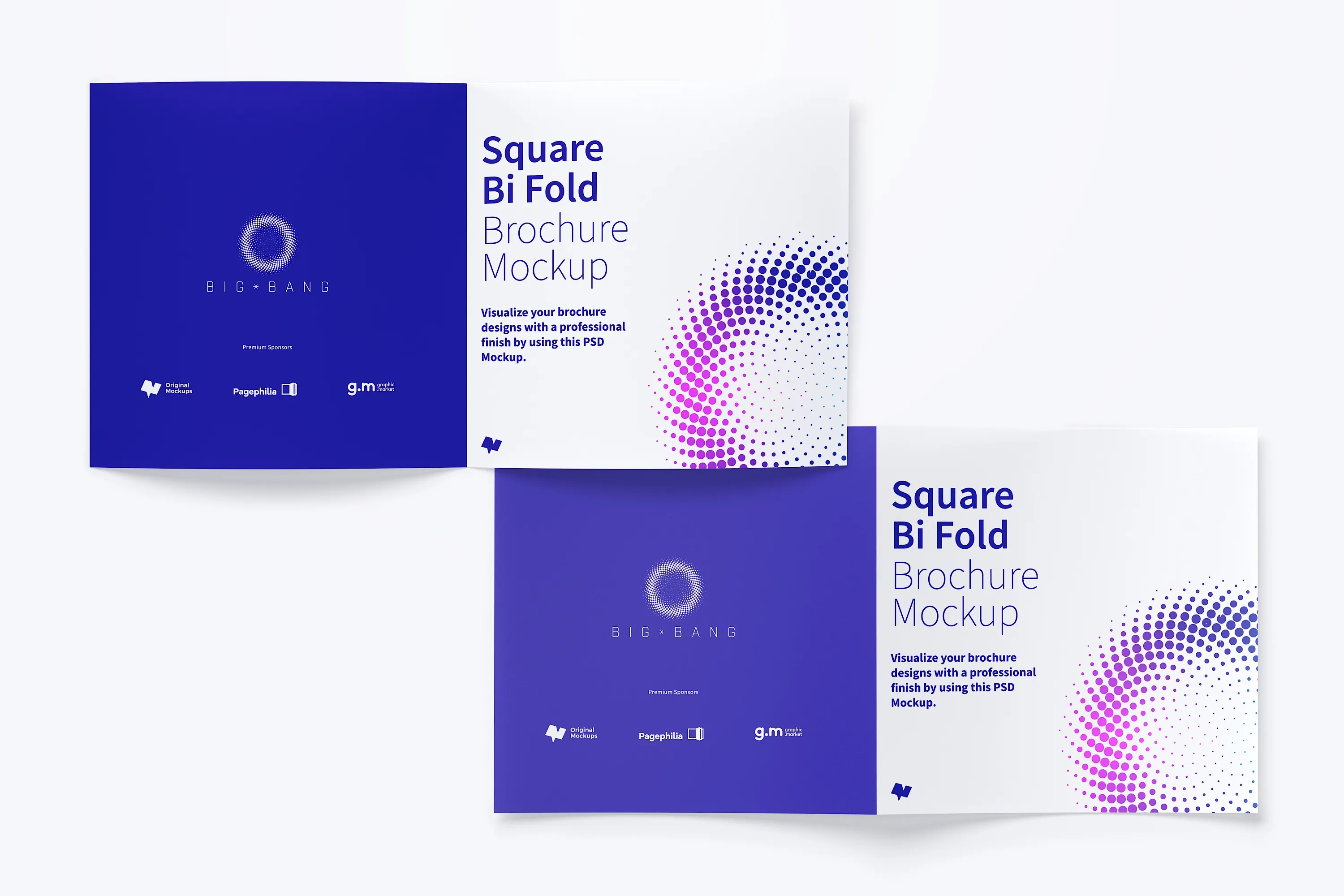 方形双折页企业宣传册&传单设计效果图样机03 Square Bi Fold Brochure Mockup 03插图(3)