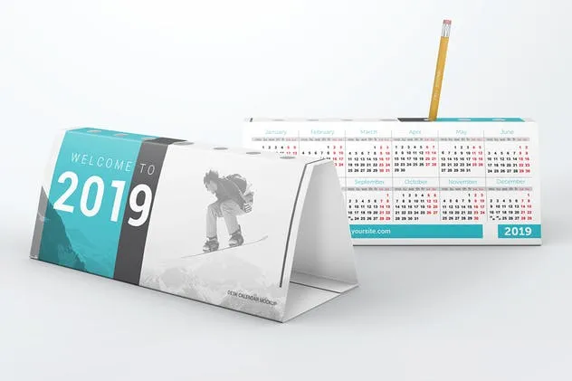 创意笔筒台历样机模板 Desk Calendar Pen Holder Mockup插图(3)